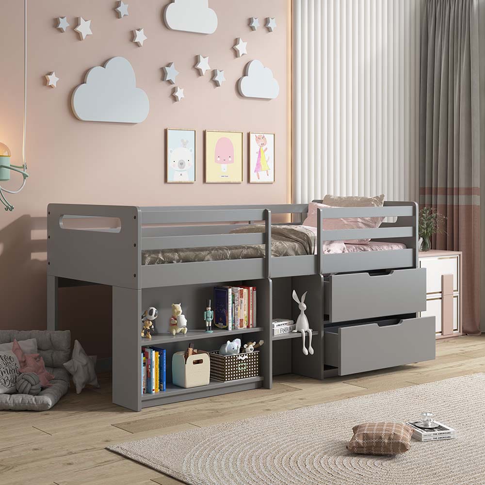 ACME Furniture - Fabiana - Twin Loft Bed w/Storage - Gray  - BD01375A view 6