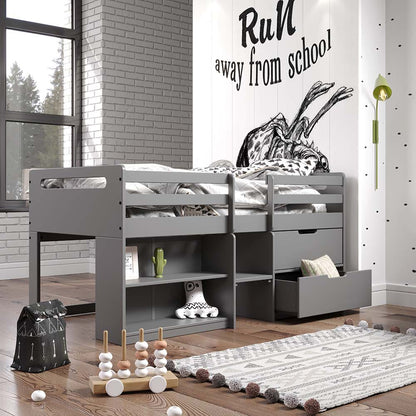 ACME Furniture - Fabiana - Twin Loft Bed w/Storage - Gray  - BD01375A view 7