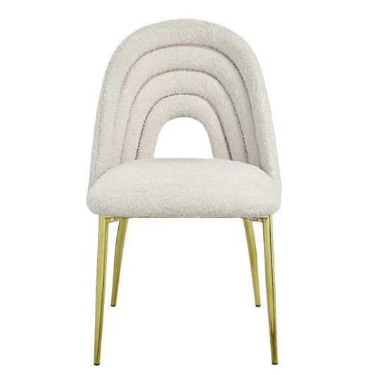 ACME Furniture - Fadri Side Chair (Set of 2) - Teddy Sherpa & Mirrored Gold - DN01953 view 2
