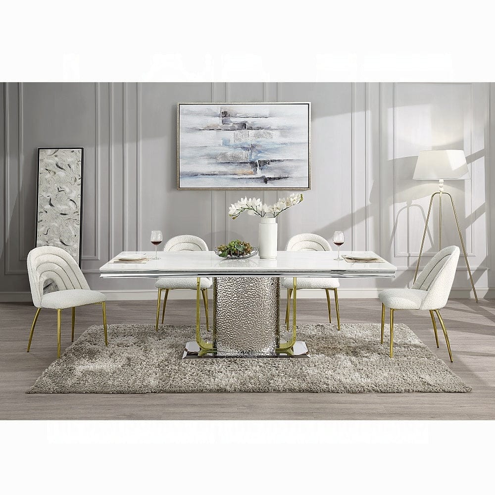 ACME Furniture - Fadri Side Chair (Set of 2) - Teddy Sherpa & Mirrored Gold - DN01953 view 7