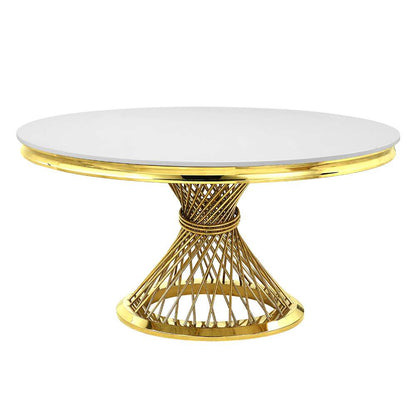 ACME Furniture - Fallon Dining Table - Engineering Marble & Mirrored Gold - DN01189 veiw 2