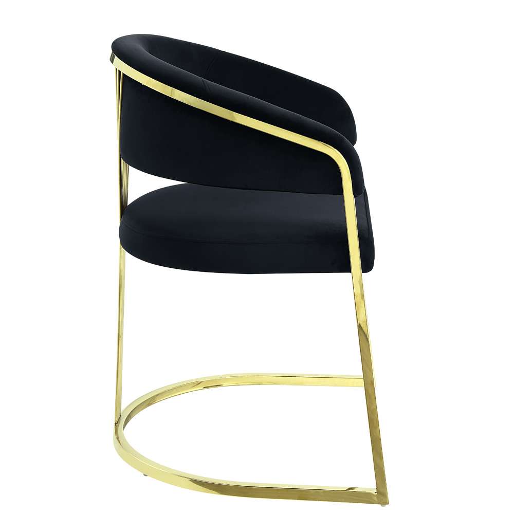 ACME Furniture - Fallon Side Chair - Black Velvet & Mirrored Gold - DN01954 view 3