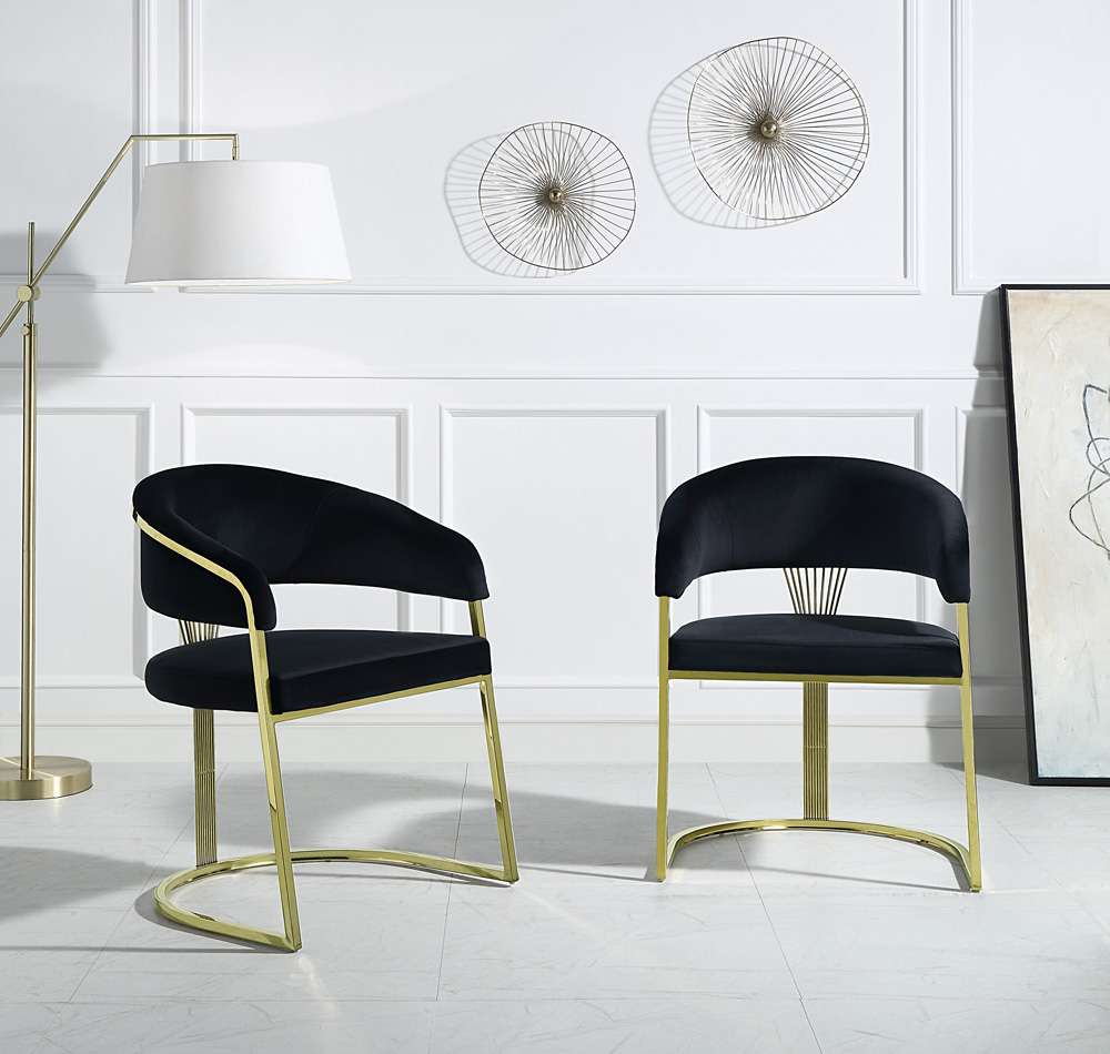 ACME Furniture - Fallon Side Chair - Black Velvet & Mirrored Gold - DN01954 view 6