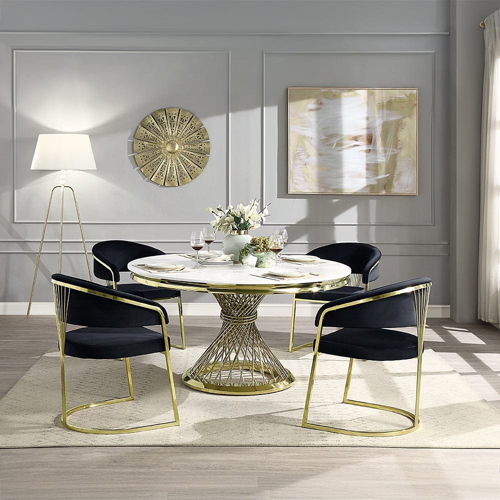 ACME Furniture - Fallon Side Chair - Black Velvet & Mirrored Gold - DN01954 view 7