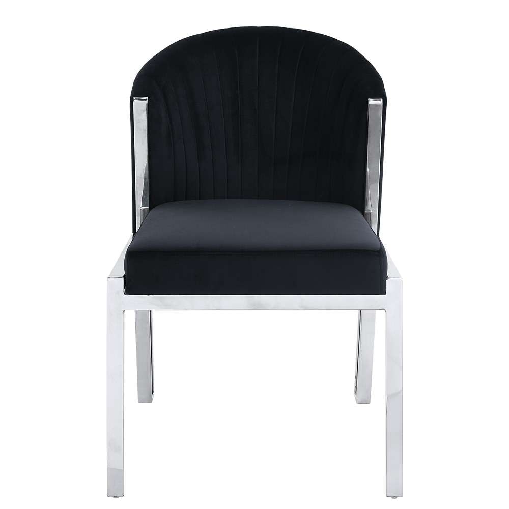 ACME Furniture - Fallon Side Chair (Set of 2) - Black Velvet & Mirrored Silver - DN01955 view 2