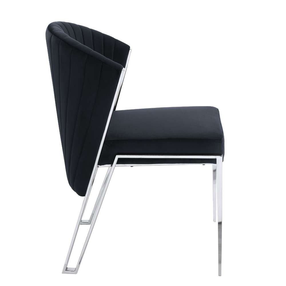 ACME Furniture - Fallon Side Chair (Set of 2) - Black Velvet & Mirrored Silver - DN01955 view 3