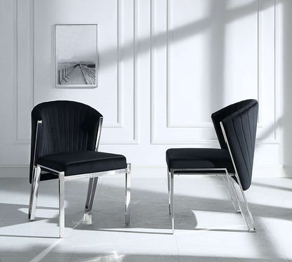 ACME Furniture - Fallon Side Chair (Set of 2) - Black Velvet & Mirrored Silver - DN01955 view 6