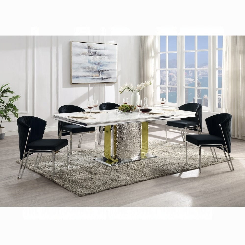 ACME Furniture - Fallon Side Chair (Set of 2) - Black Velvet & Mirrored Silver - DN01955 view 7