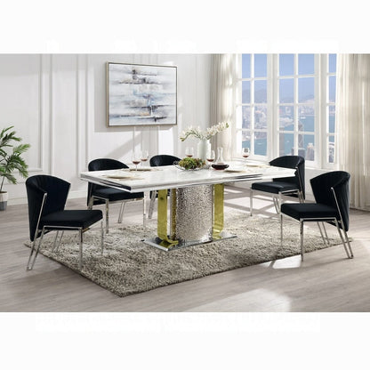 ACME Furniture - Fallon Side Chair (Set of 2) - Black Velvet & Mirrored Silver - DN01955 view 7