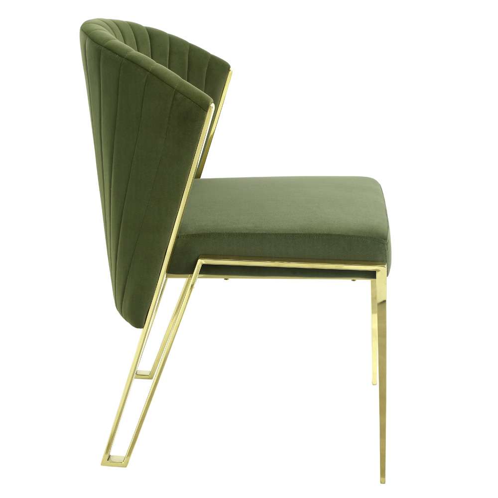 ACME Furniture - Fallon Side Chair (Set of 2) - Green Velvet & Mirrored Gold - DN01956 view 3