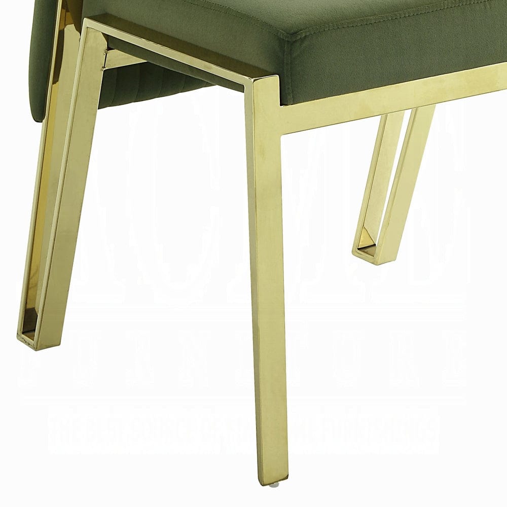 ACME Furniture - Fallon Side Chair (Set of 2) - Green Velvet & Mirrored Gold - DN01956 view 6