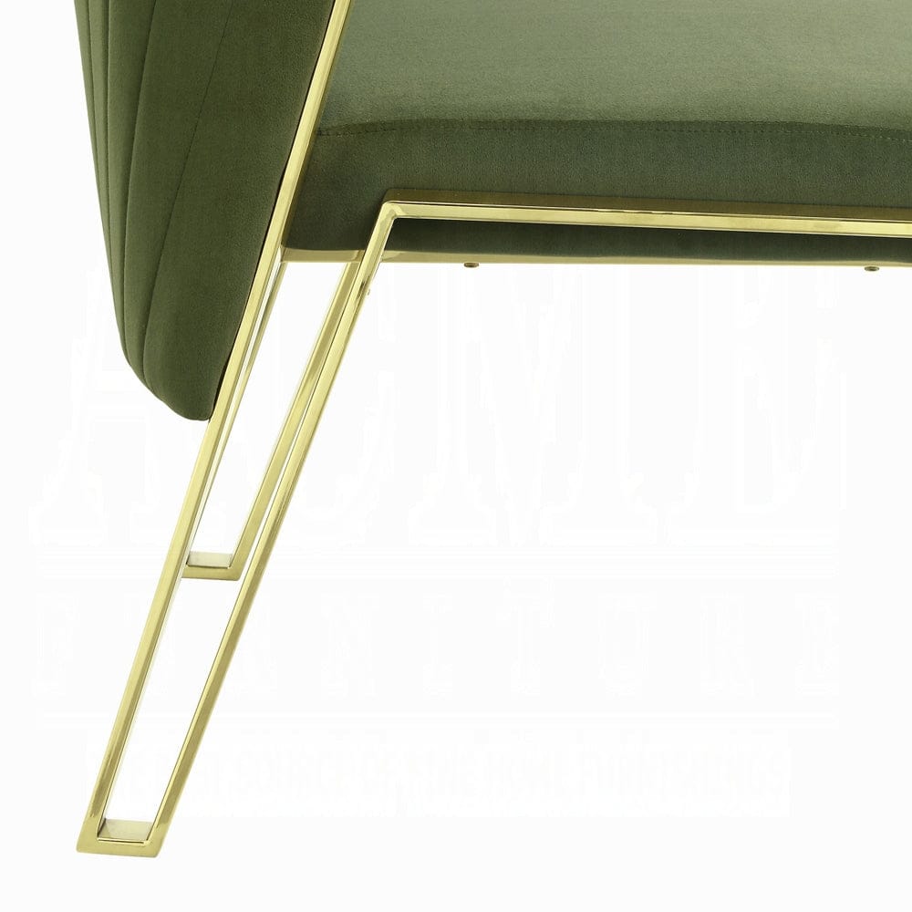 ACME Furniture - Fallon Side Chair (Set of 2) - Green Velvet & Mirrored Gold - DN01956 view 7