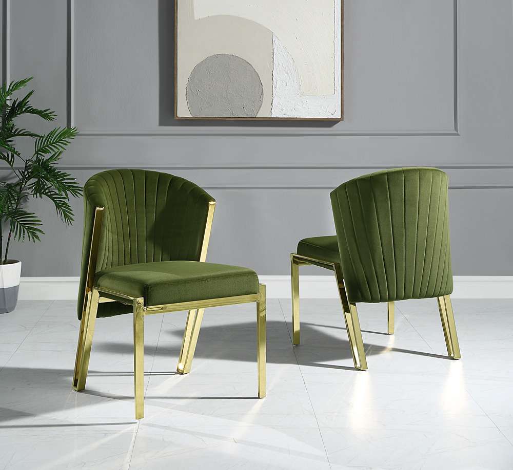 ACME Furniture - Fallon Side Chair (Set of 2) - Green Velvet & Mirrored Gold - DN01956 view 10
