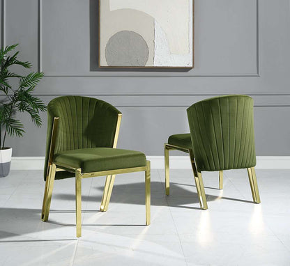 ACME Furniture - Fallon Side Chair (Set of 2) - Green Velvet & Mirrored Gold - DN01956 view 10