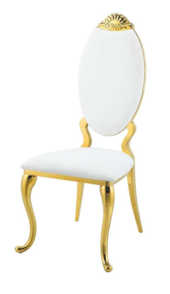 ACME Furniture - Fallon Side Chair (Set of 2) - White Velvet & Mirroed Gold - DN01190 veiw 1