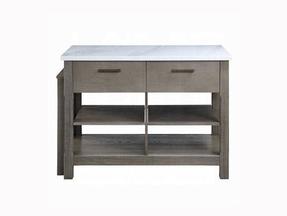 ACME Furniture - Feivel Kitchen Island w/Pull Out Table - Nature Marble Top Top & Rustic Oak - DN00307 view 4
