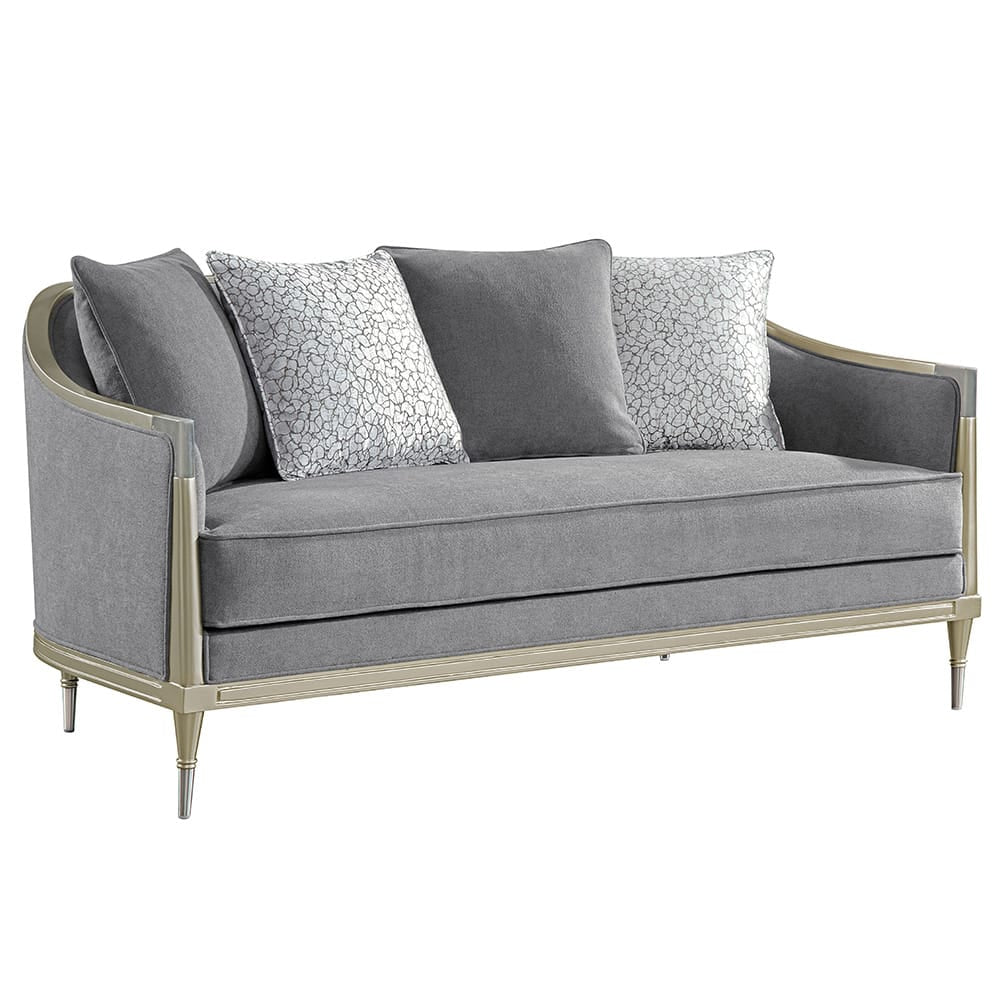 ACME Furniture - Fernando - Loveseat w/4 Pillows - Gray Chenille & Champagne  - LV04821 view 1
