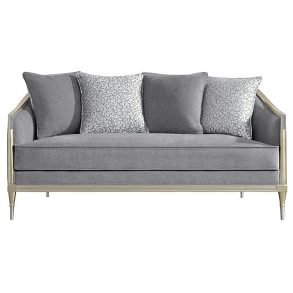 ACME Furniture - Fernando - Loveseat w/4 Pillows - Gray Chenille & Champagne  - LV04821 view 2