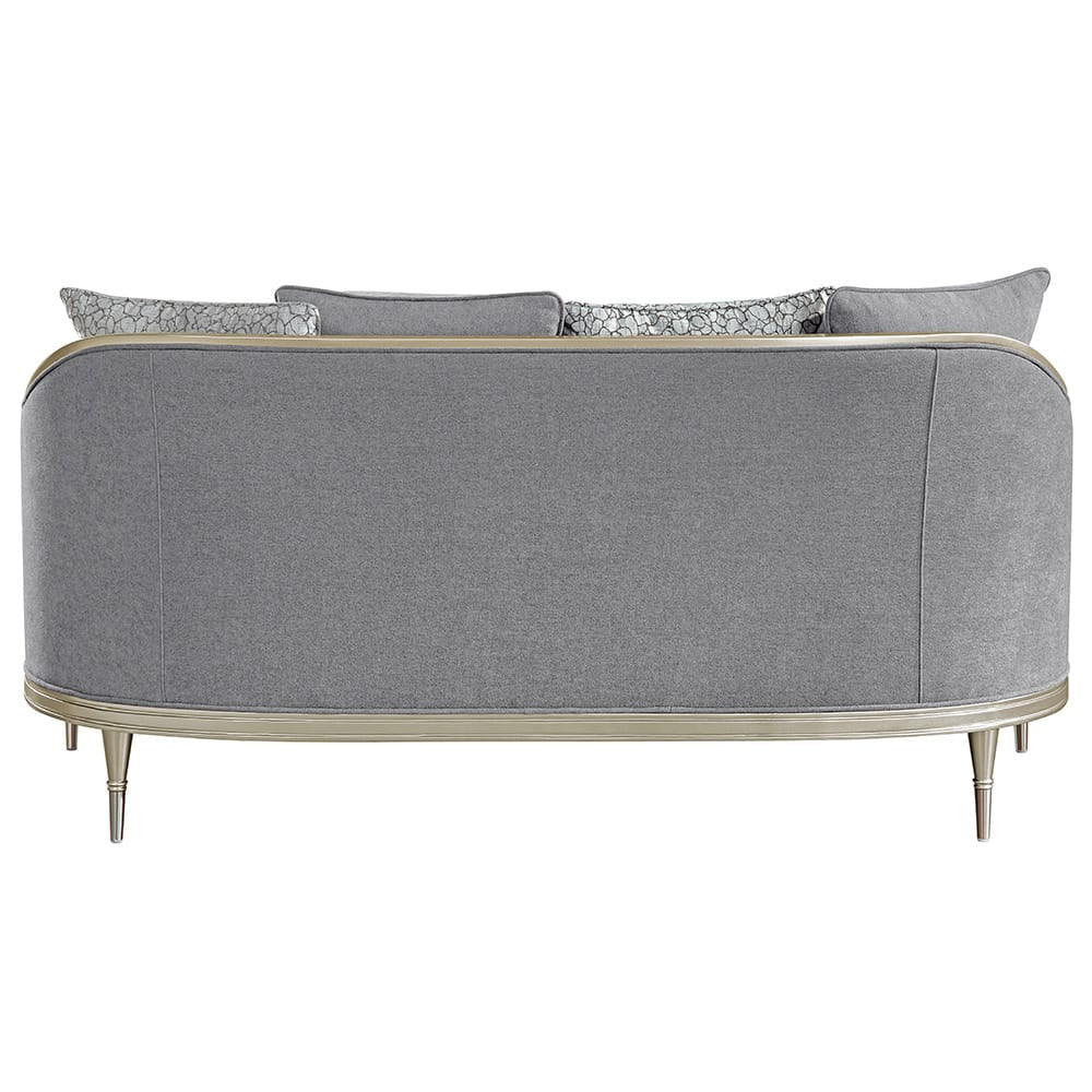 ACME Furniture - Fernando - Loveseat w/4 Pillows - Gray Chenille & Champagne  - LV04821 view 3