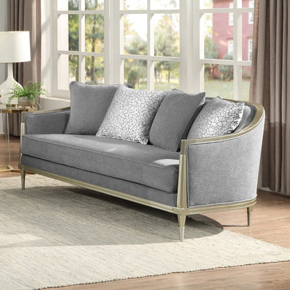 ACME Furniture - Fernando - Loveseat w/4 Pillows - Gray Chenille & Champagne  - LV04821 view 5