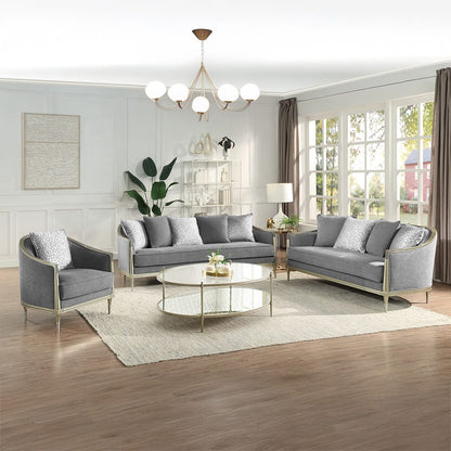 ACME Furniture - Fernando - Loveseat w/4 Pillows - Gray Chenille & Champagne  - LV04821 view 6
