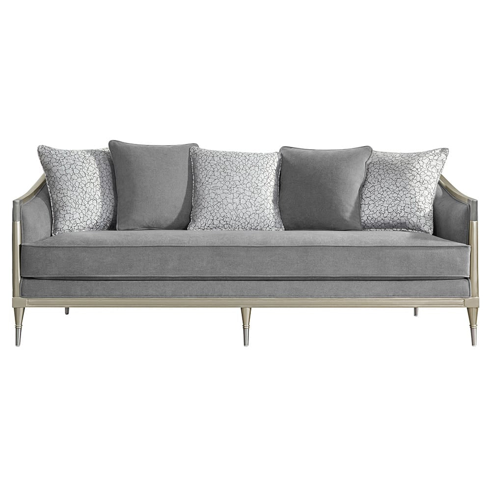 ACME Furniture - Fernando - Sofa w/5 Pillows - Gray Chenille & Champagne  - LV04820 view 2