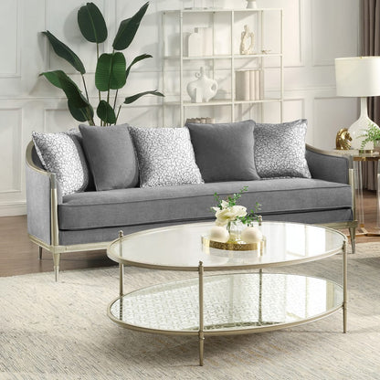 ACME Furniture - Fernando - Sofa w/5 Pillows - Gray Chenille & Champagne  - LV04820 view 5