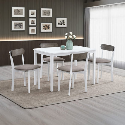 ACME Furniture - Fidelity - 5Pc Pack Dining Set - Brown Linen & White  - DN02985 view 1