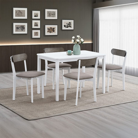 ACME Furniture - Fidelity - 5Pc Pack Dining Set - Brown Linen & White  - DN02985 view 1