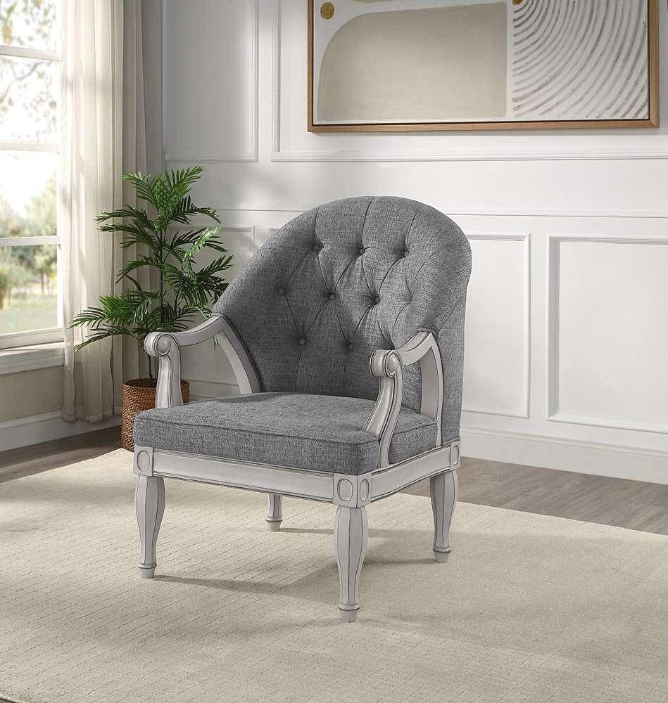 ACME Furniture - Florian Chair - Gray & Antique White - LV02121 veiw 1