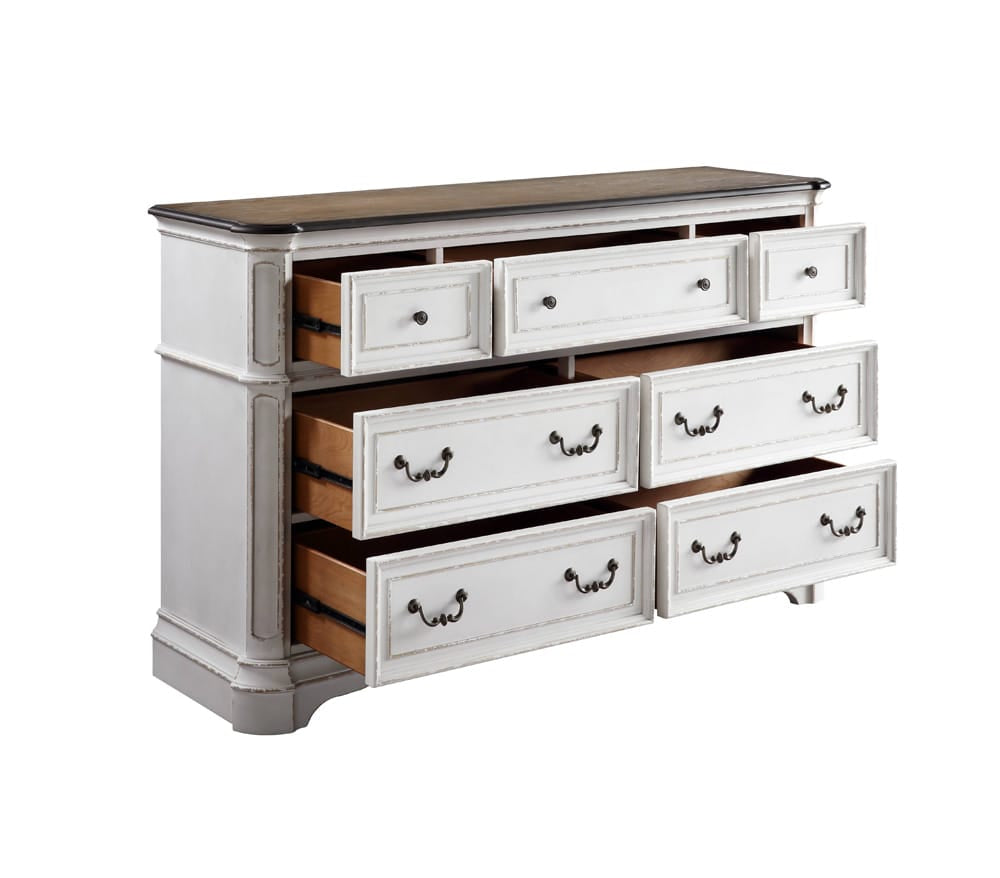 ACME Furniture - Florian - Dresser - Antique White & Oak Finish - 28725 view 3