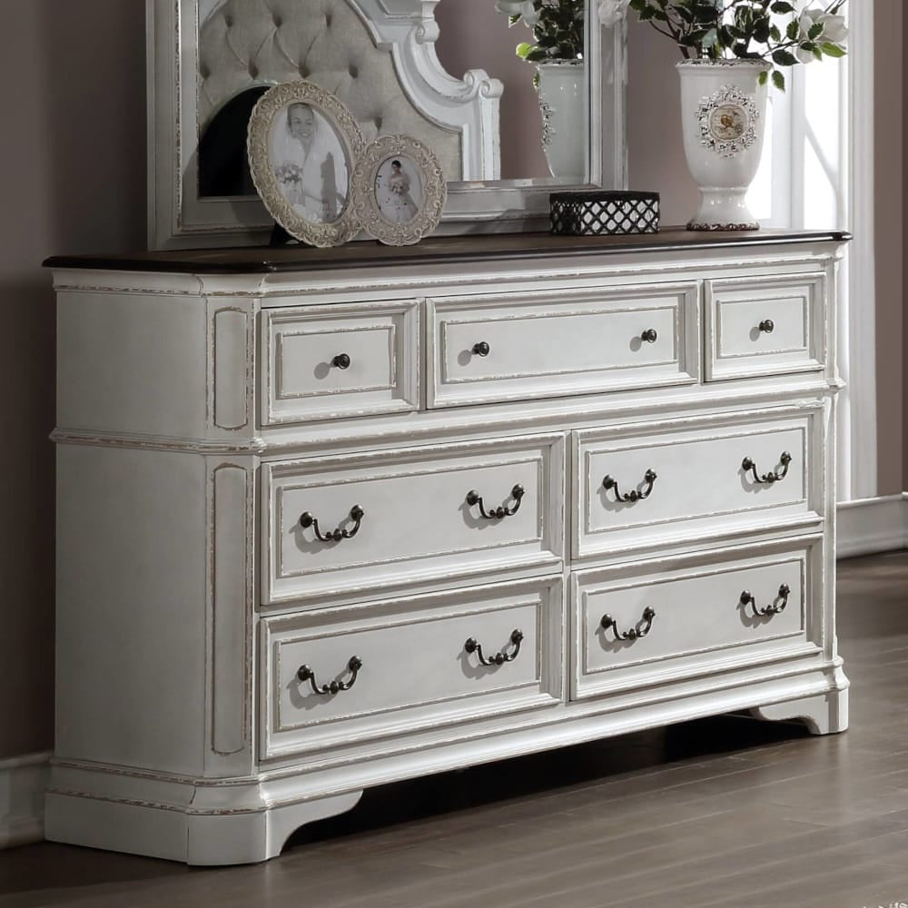 ACME Furniture - Florian - Dresser - Antique White & Oak Finish - 28725 view 4