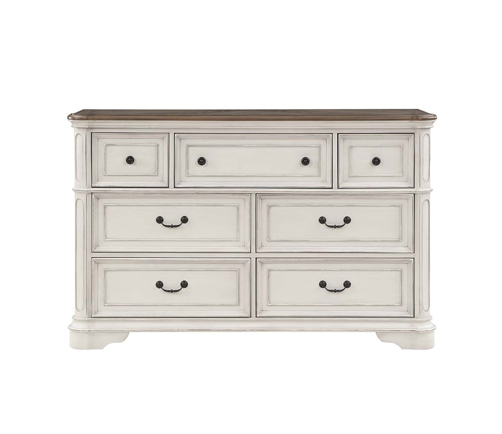 ACME Furniture - Florian - Dresser - Gray Fabric & Antique White  - BD01651 view 2