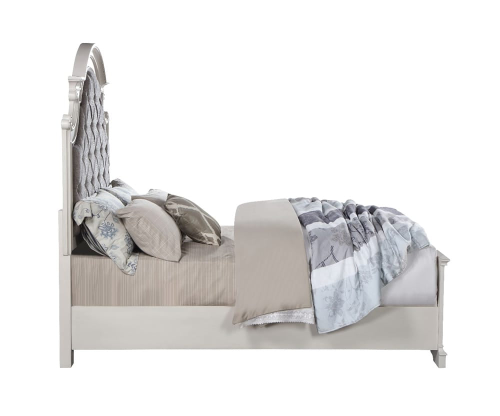 ACME Furniture - Florian - Eastern King Bed - Gray Fabric & Antique White Finish - BD01647EK view 3