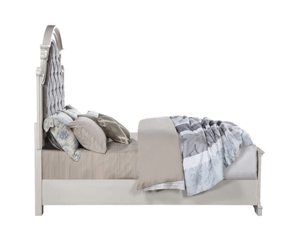 ACME Furniture - Florian - Eastern King Bed - Gray Fabric & Antique White Finish - BD01647EK view 3