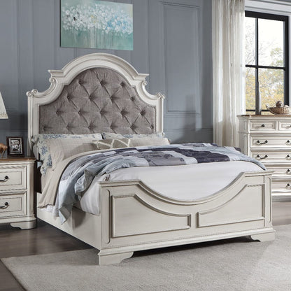 ACME Furniture - Florian - Eastern King Bed - Gray Fabric & Antique White Finish - BD01647EK view 5