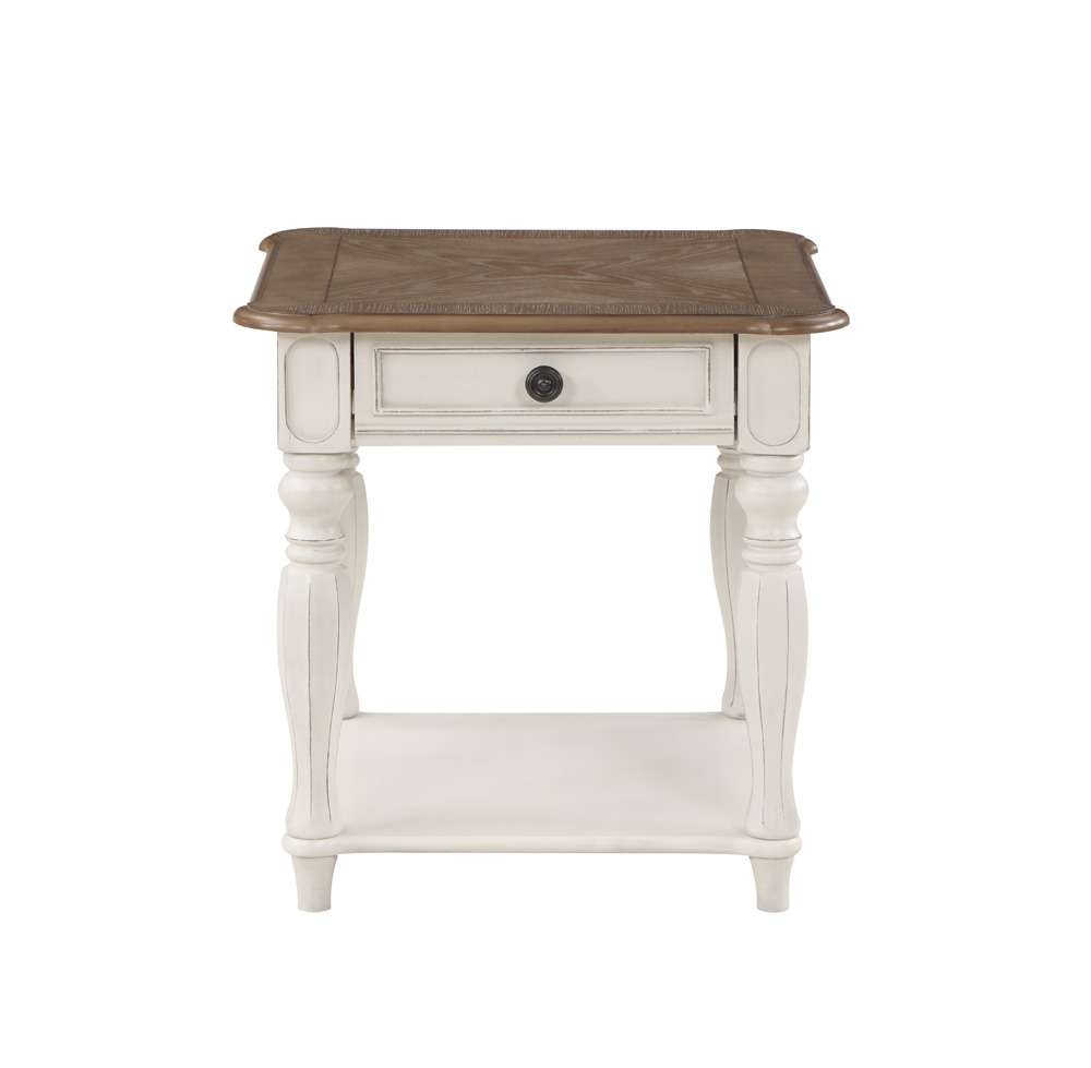 ACME Furniture - Florian End Table - Oak & Antique White - LV01663 veiw 2