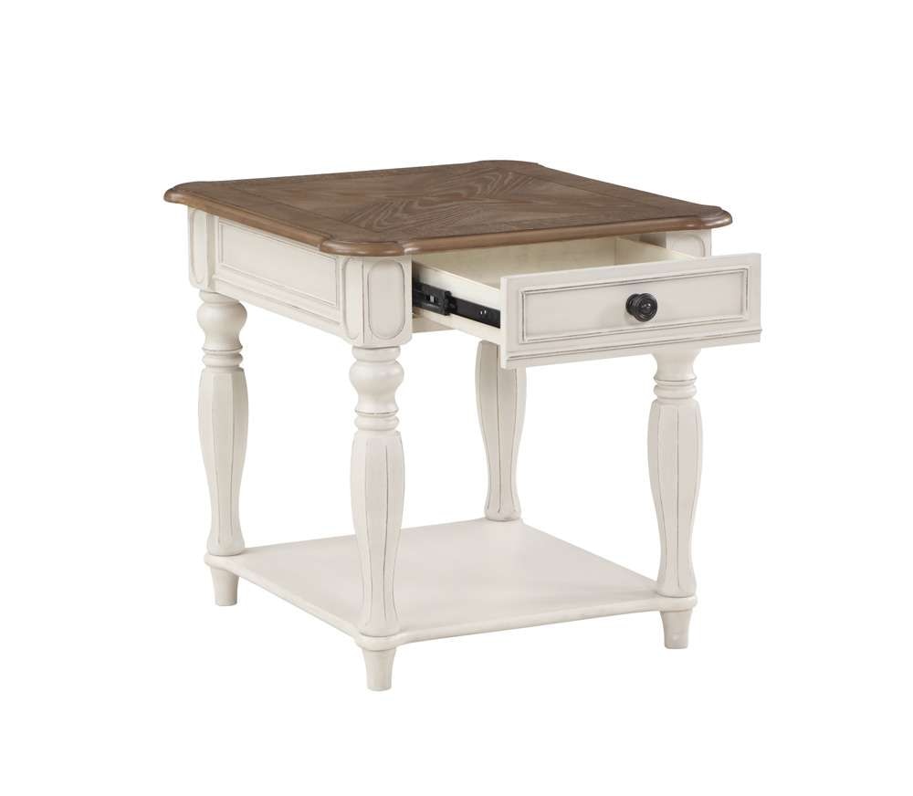 ACME Furniture - Florian End Table - Oak & Antique White - LV01663 veiw 3