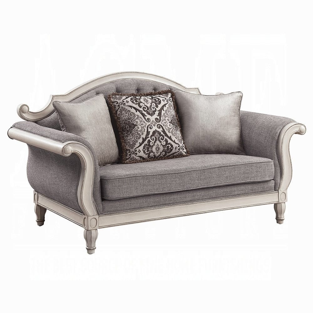 ACME Furniture - Florian Loveseat w/3 Pillows - Gray & Antique White - LV02120 view 1