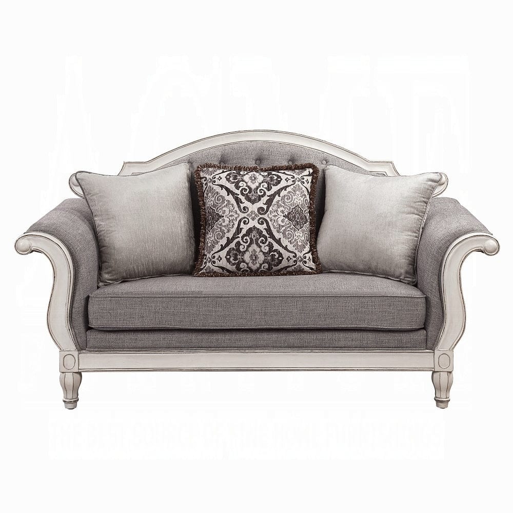 ACME Furniture - Florian Loveseat w/3 Pillows - Gray & Antique White - LV02120 view 2