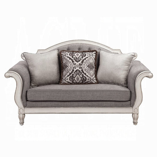 ACME Furniture - Florian Loveseat w/3 Pillows - Gray & Antique White - LV02120 view 2