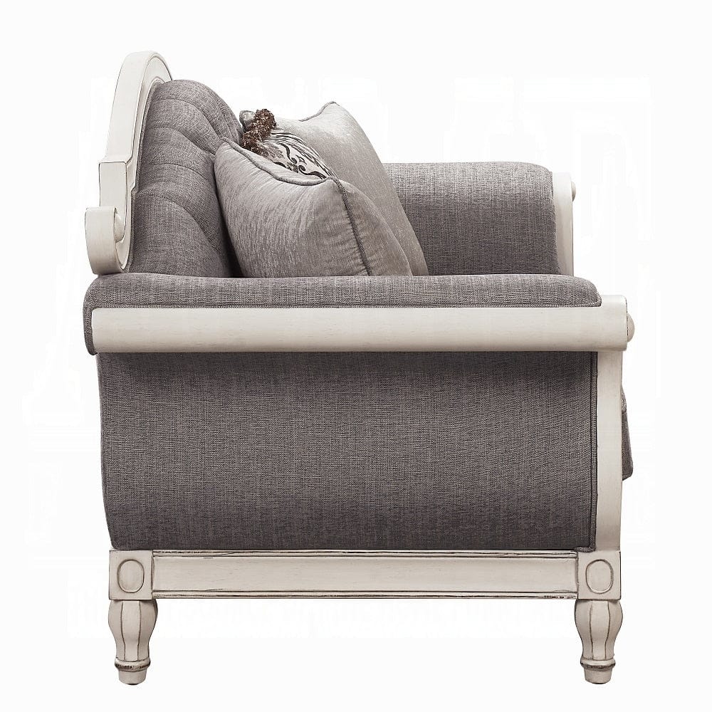 ACME Furniture - Florian Loveseat w/3 Pillows - Gray & Antique White - LV02120 view 3