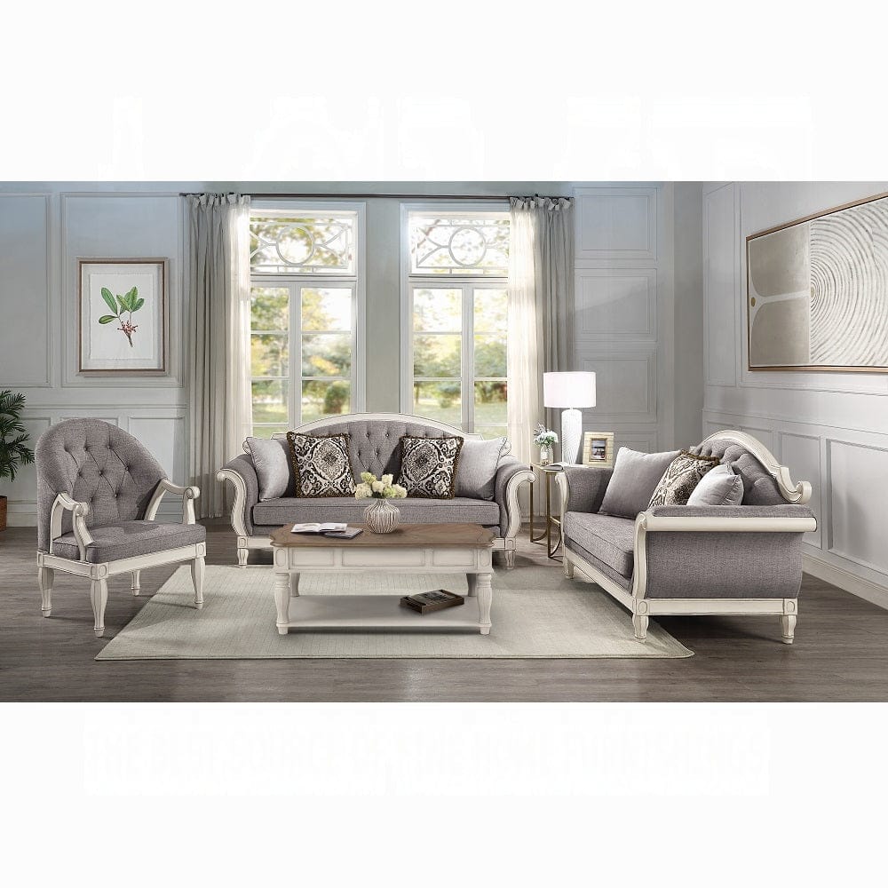 ACME Furniture - Florian Loveseat w/3 Pillows - Gray & Antique White - LV02120 view 7