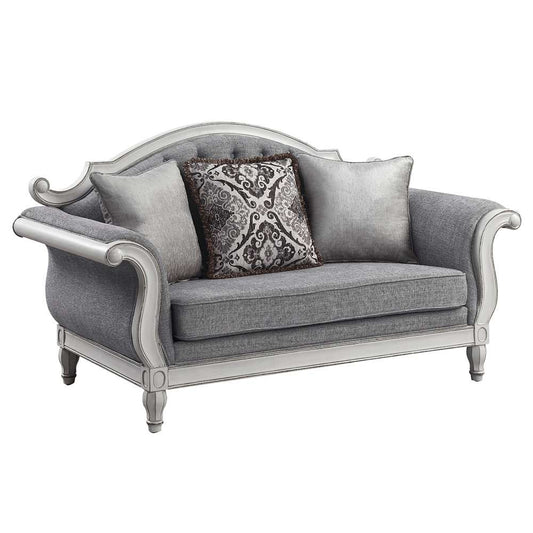 ACME Furniture - Florian Loveseat w/3 Pillows - Gray & Antique White - LV02120 veiw 1