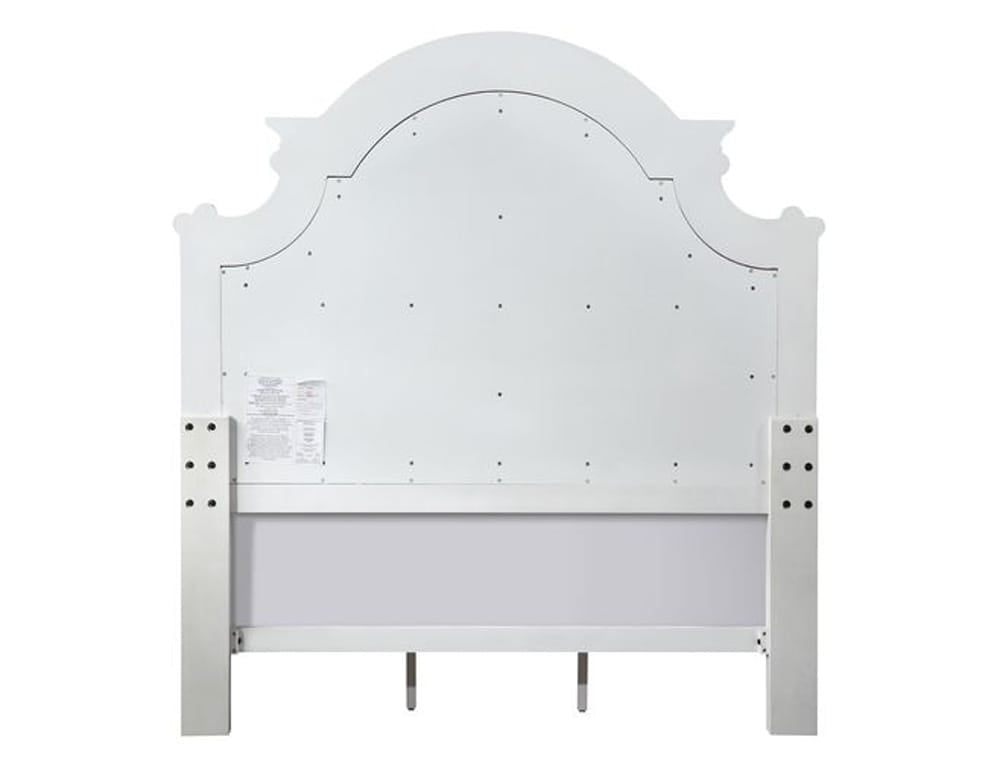 ACME Furniture - Florian - Queen Bed - Beige Synthetic Leather & Antique White Finish - 28720Q view 4