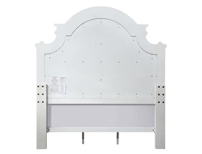 ACME Furniture - Florian - Queen Bed - Beige Synthetic Leather & Antique White Finish - 28720Q view 4