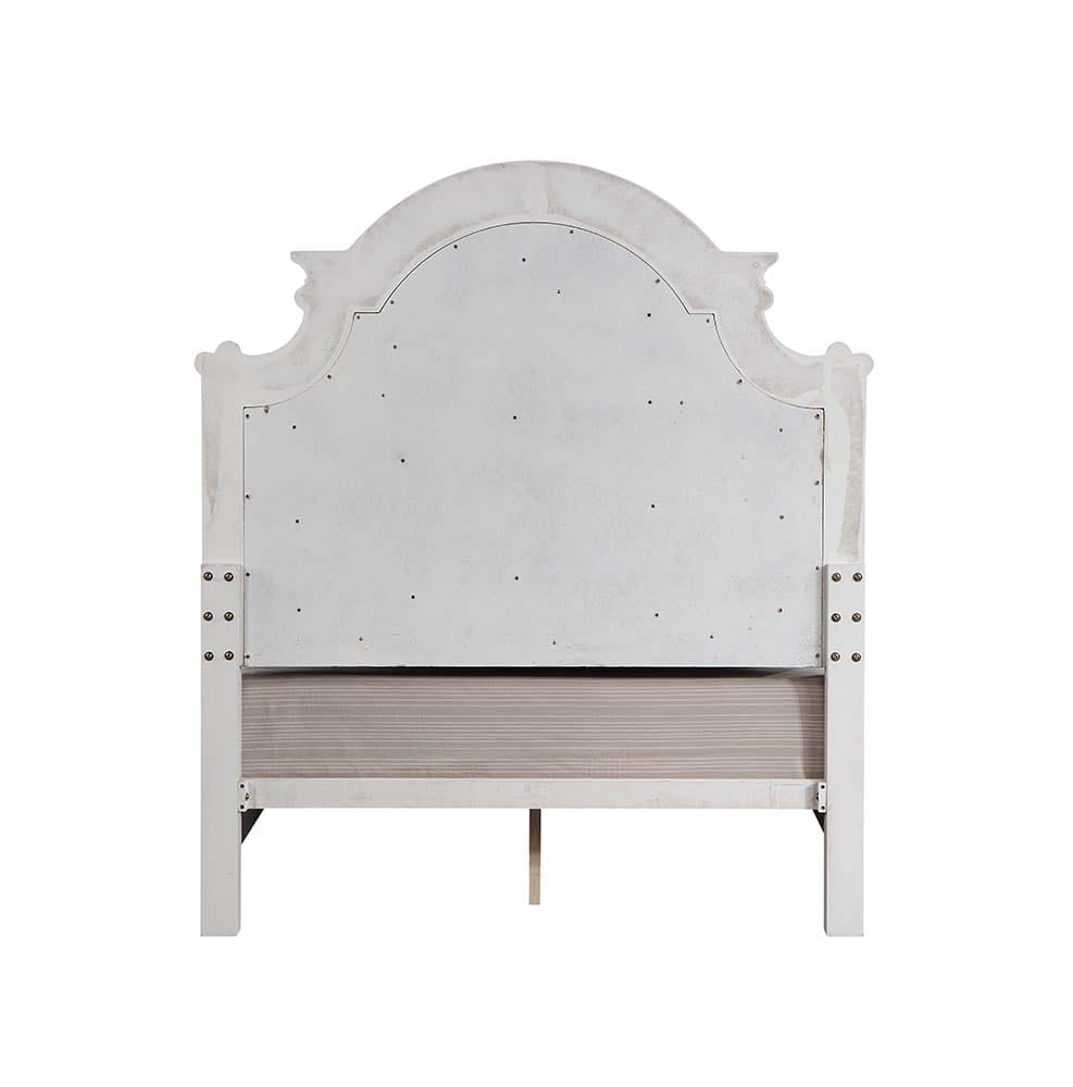 ACME Furniture - Florian - Queen Bed  - Gray Fabric & Antique White Finish - BD01648Q view 4