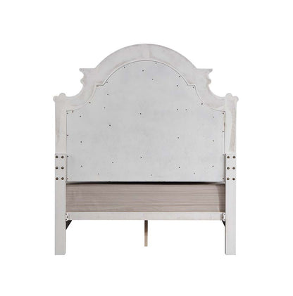ACME Furniture - Florian - Queen Bed  - Gray Fabric & Antique White Finish - BD01648Q view 4