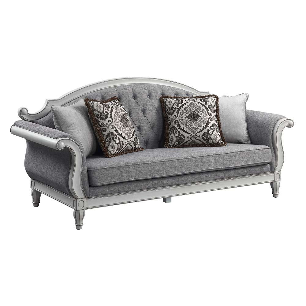 ACME Furniture - Florian Sofa w/4 Pillows - Gray & Antique White - LV02119 veiw 1