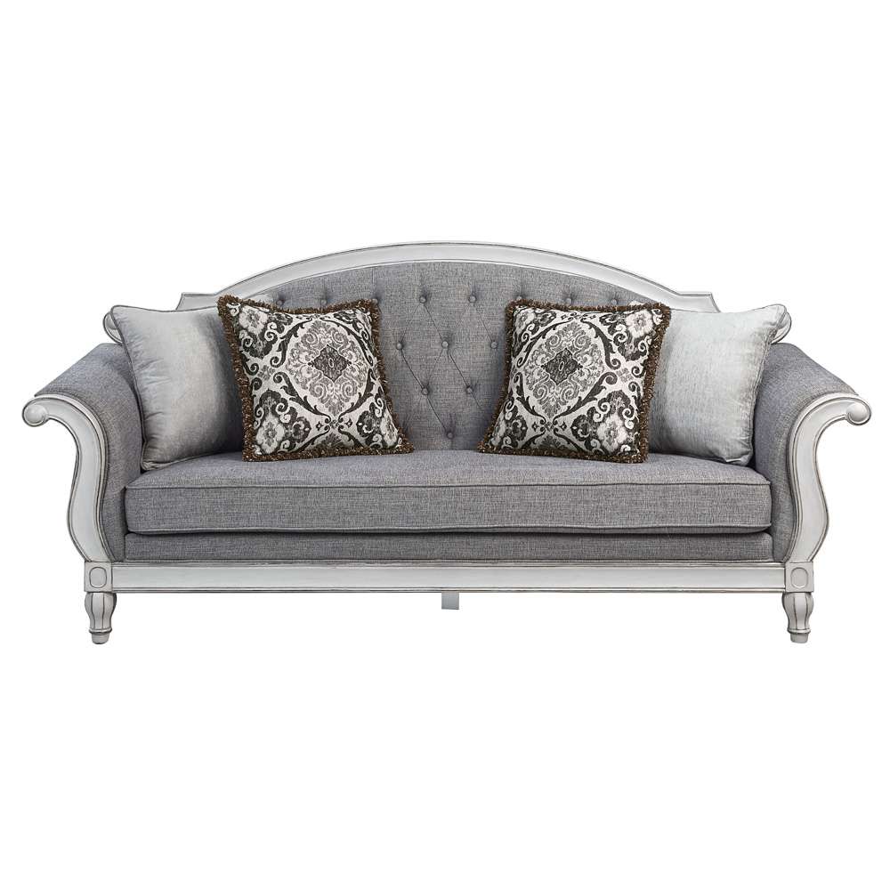 ACME Furniture - Florian Sofa w/4 Pillows - Gray & Antique White - LV02119 veiw 2